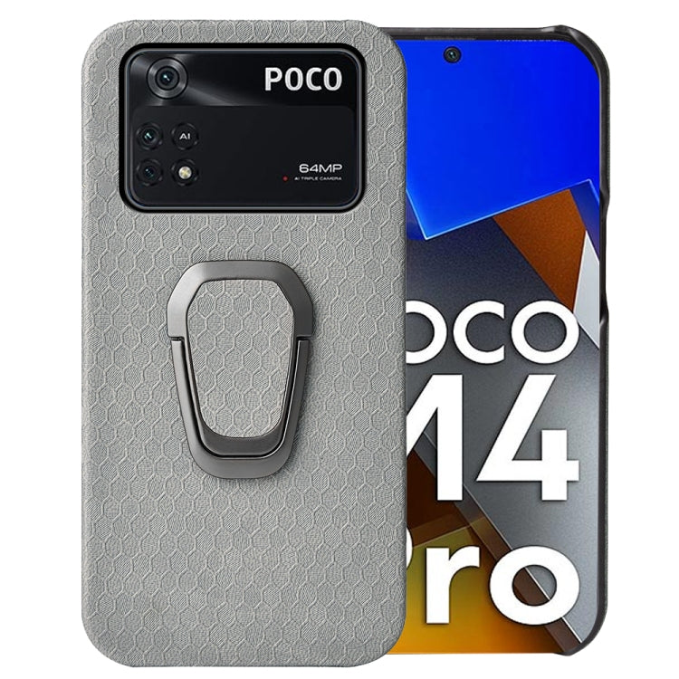 For Xiaomi Poco M4 Pro 4G Ring Holder Honeycomb PU Phone Case, For Xiaomi Poco M4 Pro 4G