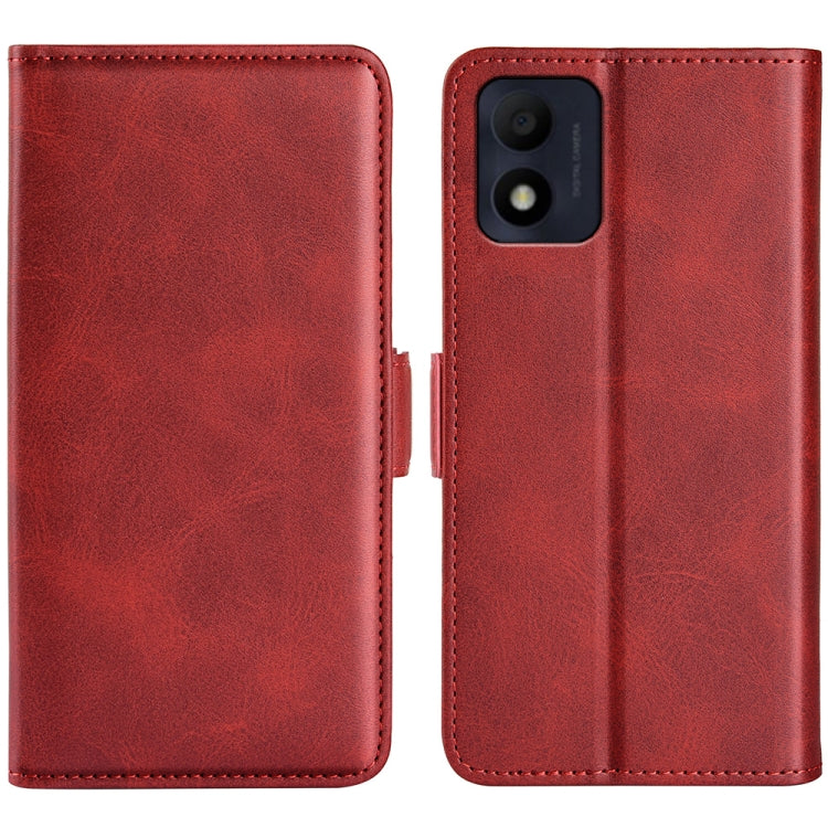 For Alcatel 1B 2022 Dual-side Magnetic Buckle Horizontal Flip Leather Phone Case, Black, Yellow, Brown, Dark Blue, Red