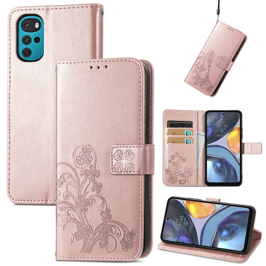Four-leaf Clasp Embossed Buckle Leather Phone Case, For Motorola Moto G22, For TCL 30 XE 5G