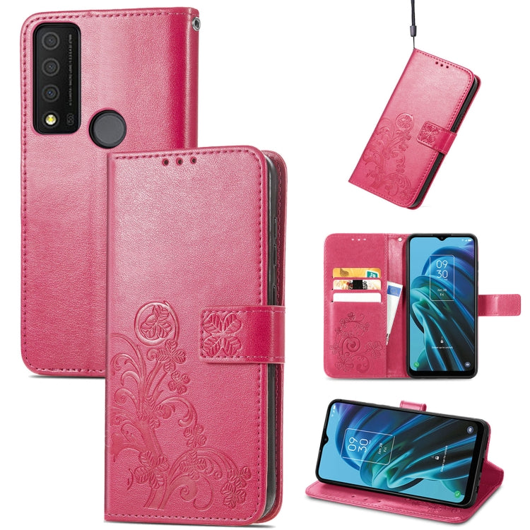 Four-leaf Clasp Embossed Buckle Leather Phone Case, For Motorola Moto G22, For TCL 30 XE 5G