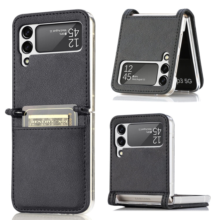 Folding Litchi Texture Card Wallet Phone Case, For Samsung Galaxy Z Flip 4 5G
