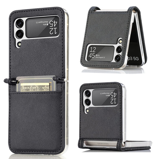 Folding Litchi Texture Card Wallet Phone Case, For Samsung Galaxy Z Flip 4 5G