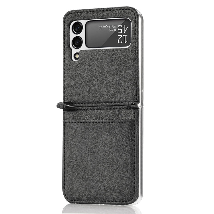 Folding Litchi Texture Card Wallet Phone Case, For Samsung Galaxy Z Flip 4 5G