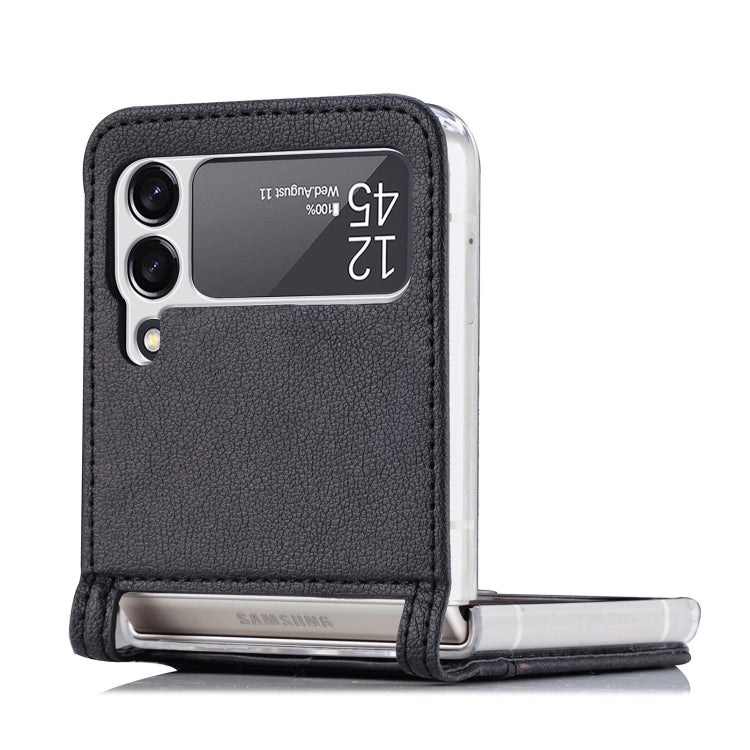 Folding Litchi Texture Card Wallet Phone Case, For Samsung Galaxy Z Flip 4 5G