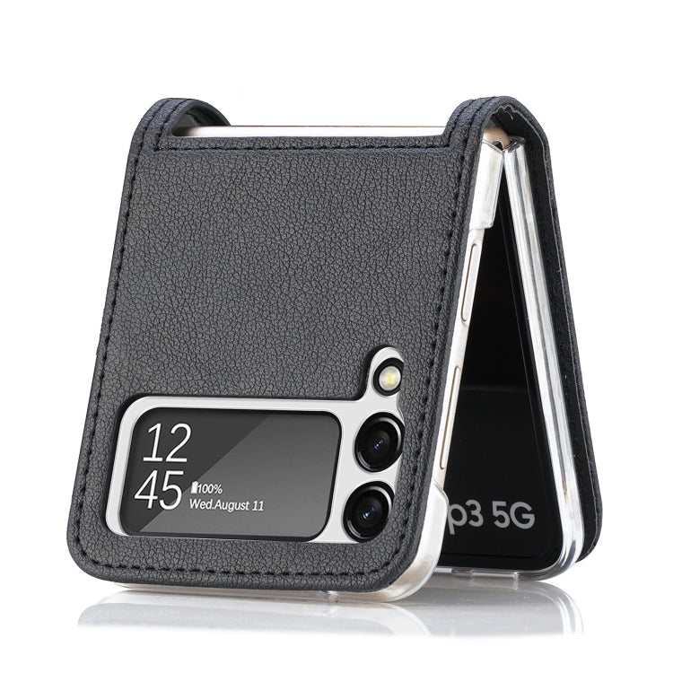 Folding Litchi Texture Card Wallet Phone Case, For Samsung Galaxy Z Flip 4 5G