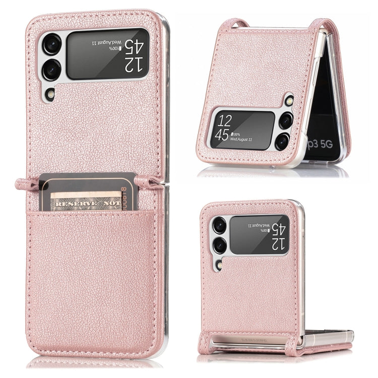 Folding Litchi Texture Card Wallet Phone Case, For Samsung Galaxy Z Flip 4 5G