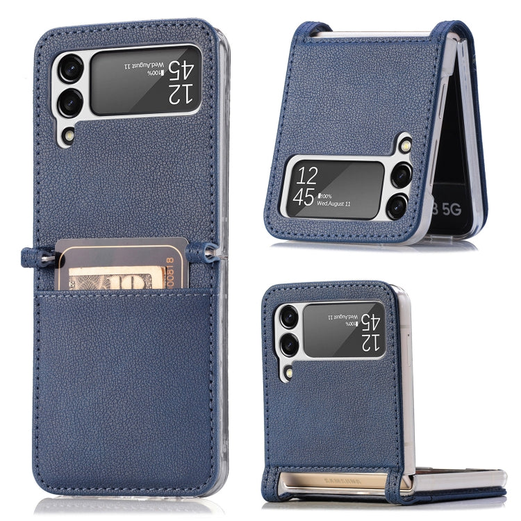 Folding Litchi Texture Card Wallet Phone Case, For Samsung Galaxy Z Flip 4 5G