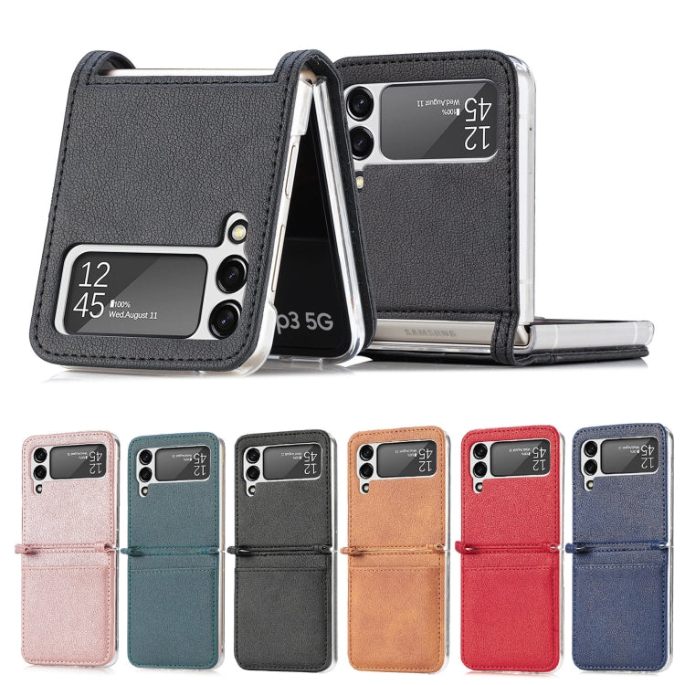 Folding Litchi Texture Card Wallet Phone Case, For Samsung Galaxy Z Flip 4 5G