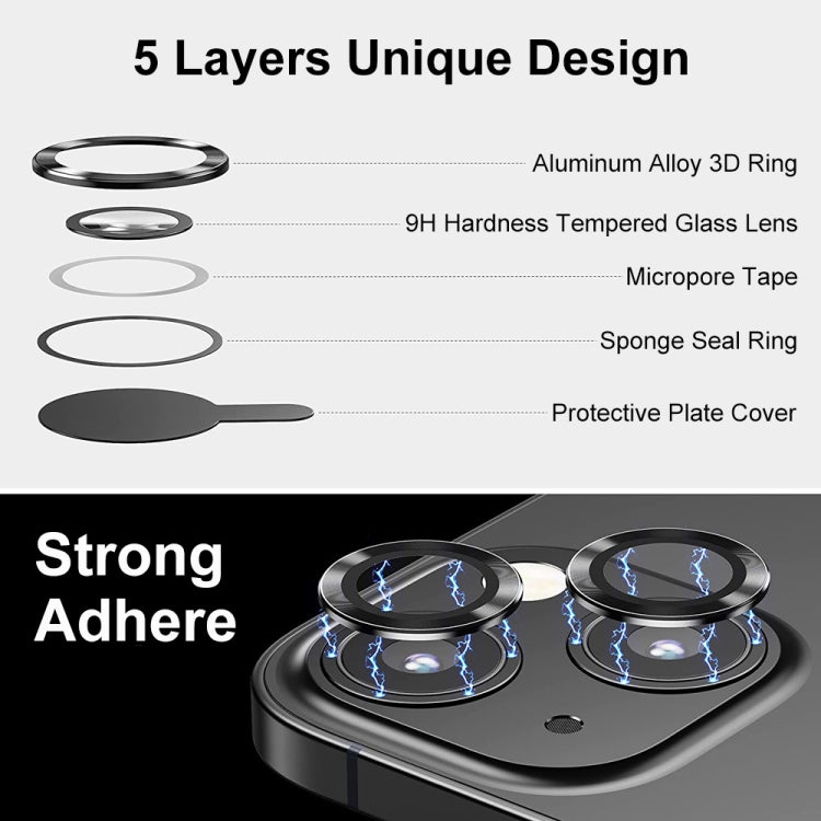 ENKAY 9H Rear Lens Aluminium Alloy Tempered Glass Film For iPhone 14 / 14 Max, For iPhone 14 / 14 Plus