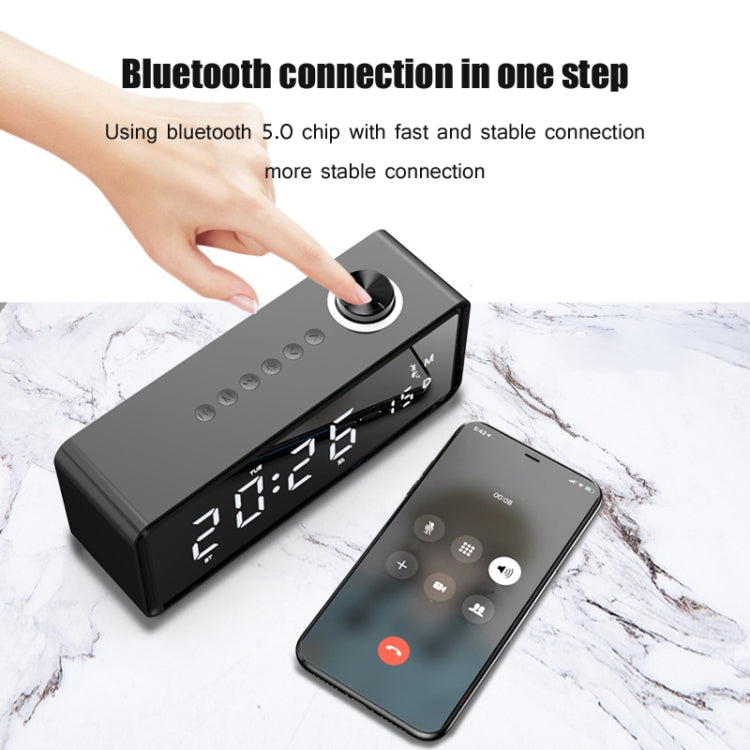 AEC K5 Mirror Alarm Clock Bluetooth Speakers with LED Light Support TF / FM