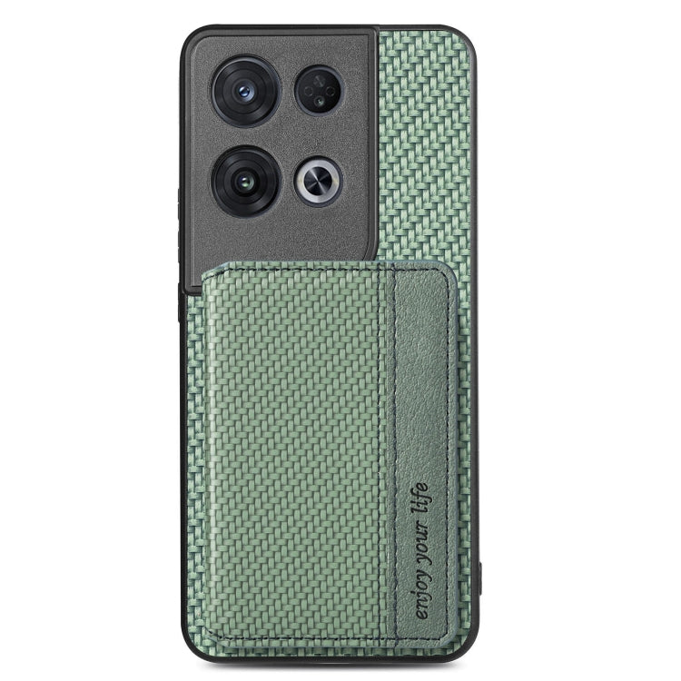 For OPPO Reno 8 Pro Carbon Fiber Magnetic Card Bag Phone Case