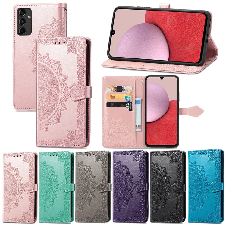 For Samsung Galaxy A14 5G Mandala Flower Embossed Leather Phone Case