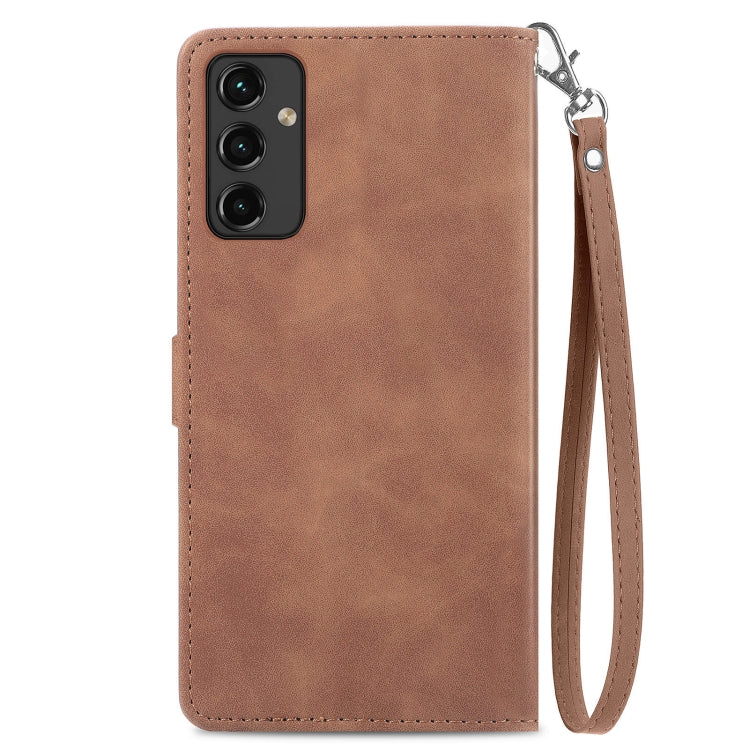 For Samsung Galaxy A14 5G Embossed Flower  Zipper Leather Phone Case, For Samsung Galaxy A14 5G