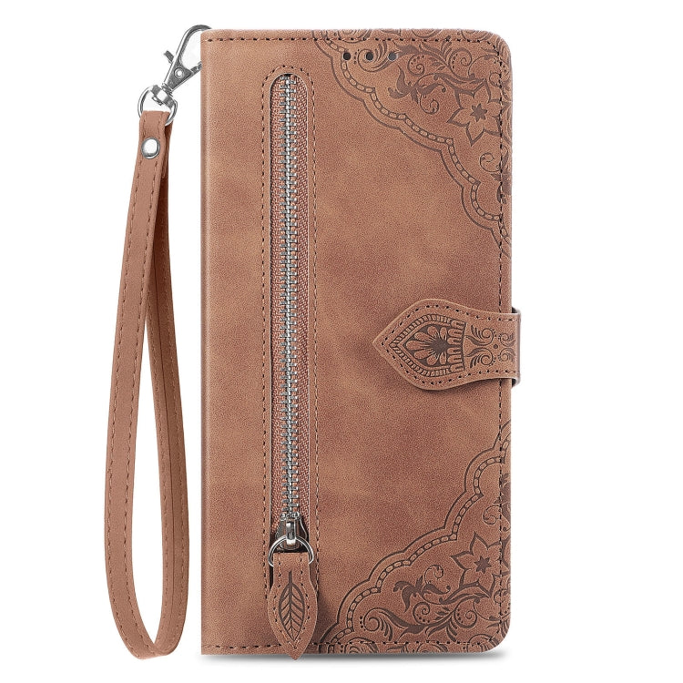 Embossed Flower Zipper Leather Phone Case, For Huawei Nova Y70, For Huawei  Enjoy 50