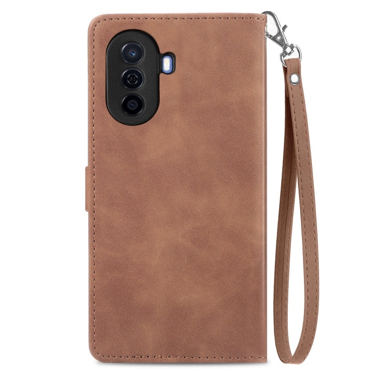 Embossed Flower Zipper Leather Phone Case, For Huawei Nova Y70, For Huawei  Enjoy 50