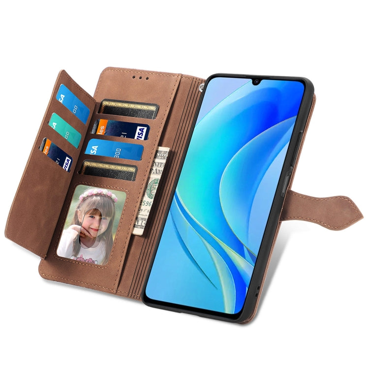 Embossed Flower Zipper Leather Phone Case, For Huawei Nova Y70, For Huawei  Enjoy 50
