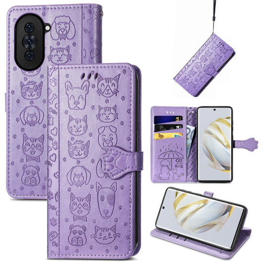 Cat and Dog Embossed Leather Phone Case, For Huawei Nova 10, For Nokia G400, For Sony Xperia 5 IV, For Xiaomi Redmi Note 11T, For Xiaomi 12T / Redmi K50 Ultra
