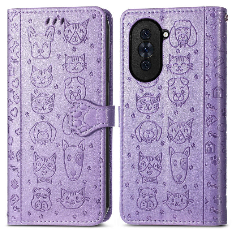 Cat and Dog Embossed Leather Phone Case, For Huawei Nova 10, For Nokia G400, For Sony Xperia 5 IV, For Xiaomi Redmi Note 11T, For Xiaomi 12T / Redmi K50 Ultra