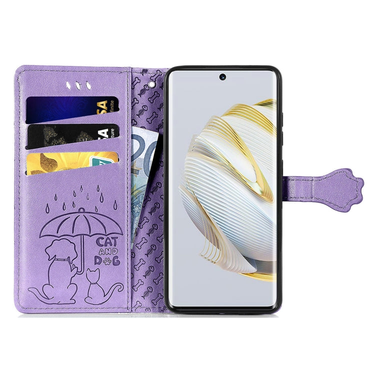 Cat and Dog Embossed Leather Phone Case, For Huawei Nova 10, For Nokia G400, For Sony Xperia 5 IV, For Xiaomi Redmi Note 11T, For Xiaomi 12T / Redmi K50 Ultra