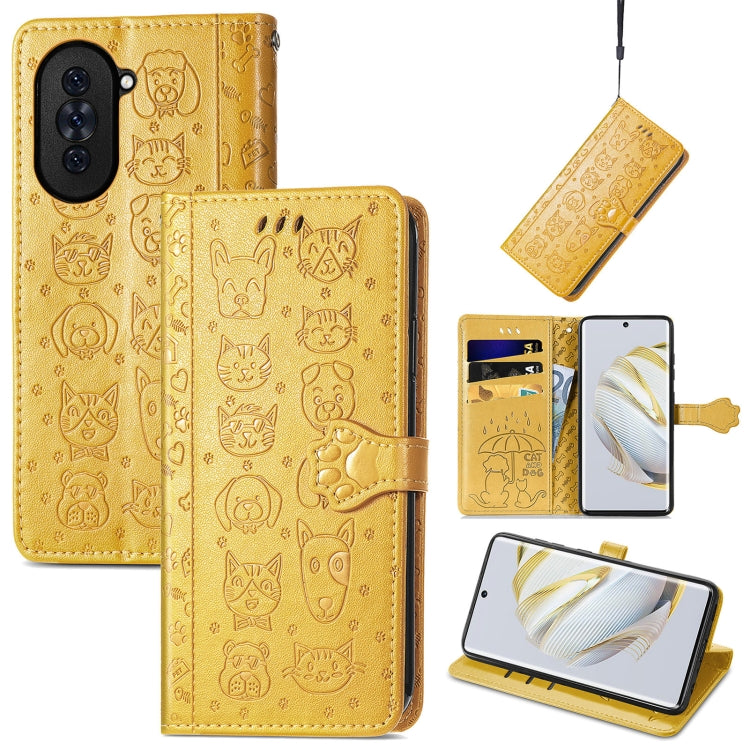 Cat and Dog Embossed Leather Phone Case, For Huawei Nova 10, For Nokia G400, For Sony Xperia 5 IV, For Xiaomi Redmi Note 11T, For Xiaomi 12T / Redmi K50 Ultra