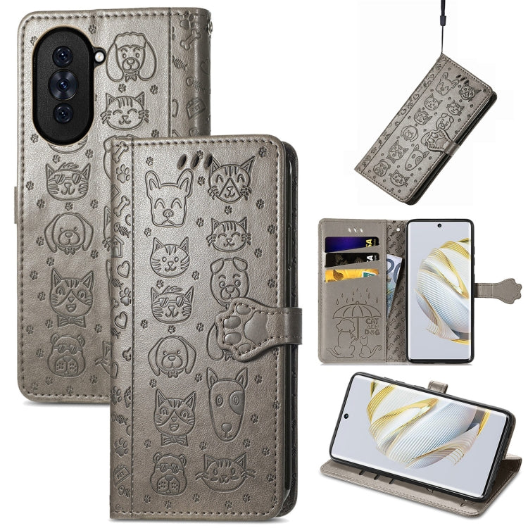 Cat and Dog Embossed Leather Phone Case, For Huawei Nova 10, For Nokia G400, For Sony Xperia 5 IV, For Xiaomi Redmi Note 11T, For Xiaomi 12T / Redmi K50 Ultra