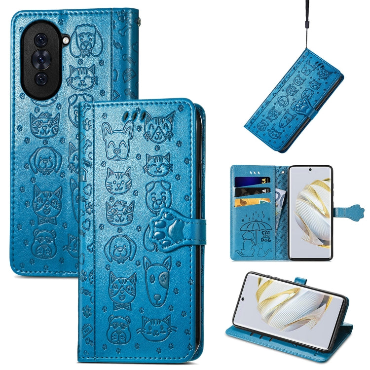 Cat and Dog Embossed Leather Phone Case, For Huawei Nova 10, For Nokia G400, For Sony Xperia 5 IV, For Xiaomi Redmi Note 11T, For Xiaomi 12T / Redmi K50 Ultra