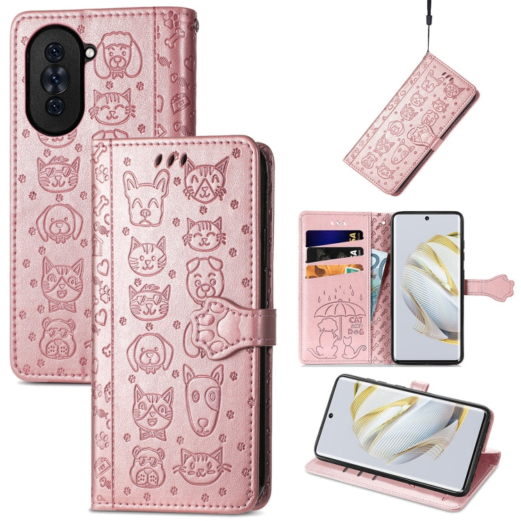Cat and Dog Embossed Leather Phone Case, For Huawei Nova 10, For Nokia G400, For Sony Xperia 5 IV, For Xiaomi Redmi Note 11T, For Xiaomi 12T / Redmi K50 Ultra