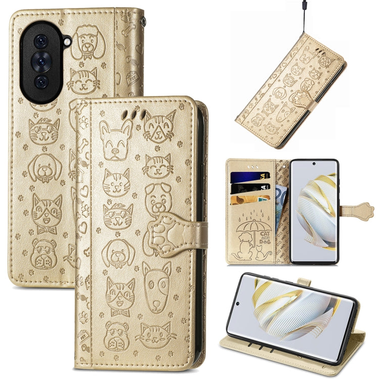 Cat and Dog Embossed Leather Phone Case, For Huawei Nova 10, For Nokia G400, For Sony Xperia 5 IV, For Xiaomi Redmi Note 11T, For Xiaomi 12T / Redmi K50 Ultra