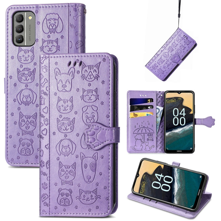 Cat and Dog Embossed Leather Phone Case, For Huawei Nova 10, For Nokia G400, For Sony Xperia 5 IV, For Xiaomi Redmi Note 11T, For Xiaomi 12T / Redmi K50 Ultra