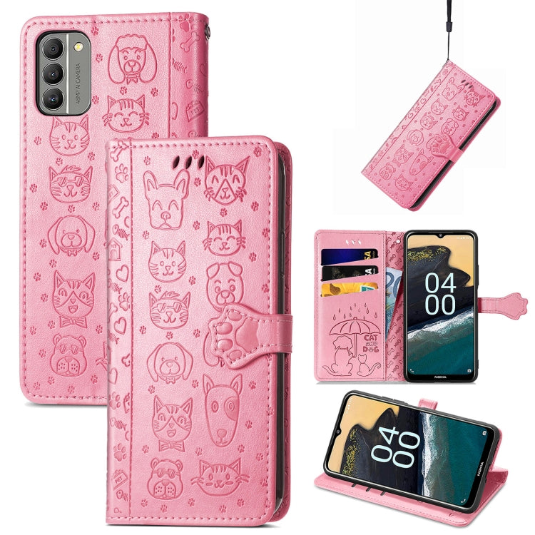 Cat and Dog Embossed Leather Phone Case, For Huawei Nova 10, For Nokia G400, For Sony Xperia 5 IV, For Xiaomi Redmi Note 11T, For Xiaomi 12T / Redmi K50 Ultra