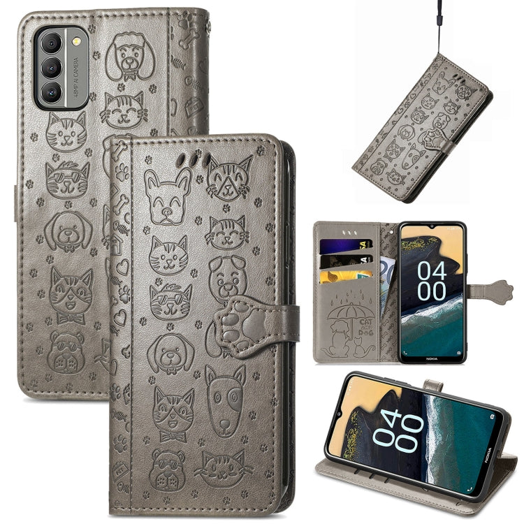 Cat and Dog Embossed Leather Phone Case, For Huawei Nova 10, For Nokia G400, For Sony Xperia 5 IV, For Xiaomi Redmi Note 11T, For Xiaomi 12T / Redmi K50 Ultra