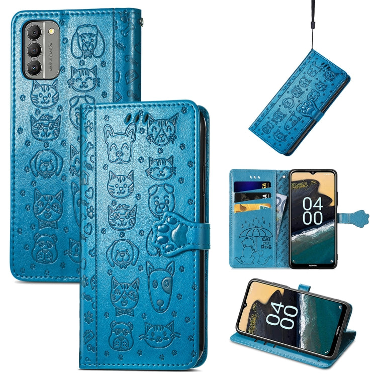 Cat and Dog Embossed Leather Phone Case, For Huawei Nova 10, For Nokia G400, For Sony Xperia 5 IV, For Xiaomi Redmi Note 11T, For Xiaomi 12T / Redmi K50 Ultra