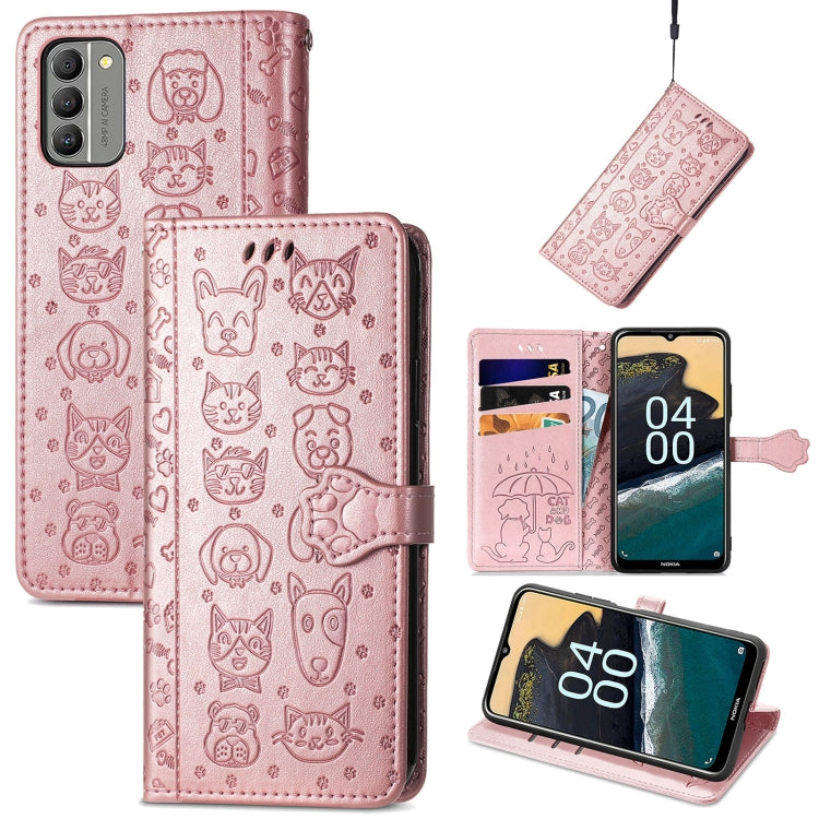 Cat and Dog Embossed Leather Phone Case, For Huawei Nova 10, For Nokia G400, For Sony Xperia 5 IV, For Xiaomi Redmi Note 11T, For Xiaomi 12T / Redmi K50 Ultra