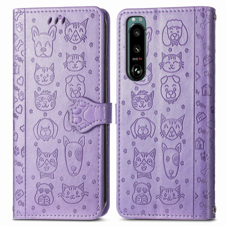 Cat and Dog Embossed Leather Phone Case, For Huawei Nova 10, For Nokia G400, For Sony Xperia 5 IV, For Xiaomi Redmi Note 11T, For Xiaomi 12T / Redmi K50 Ultra