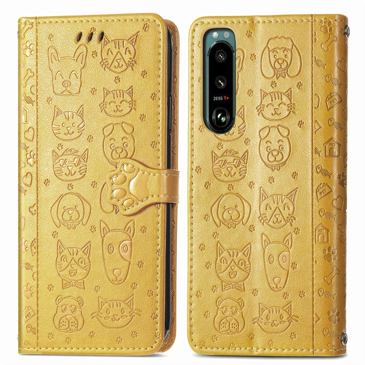 Cat and Dog Embossed Leather Phone Case, For Huawei Nova 10, For Nokia G400, For Sony Xperia 5 IV, For Xiaomi Redmi Note 11T, For Xiaomi 12T / Redmi K50 Ultra