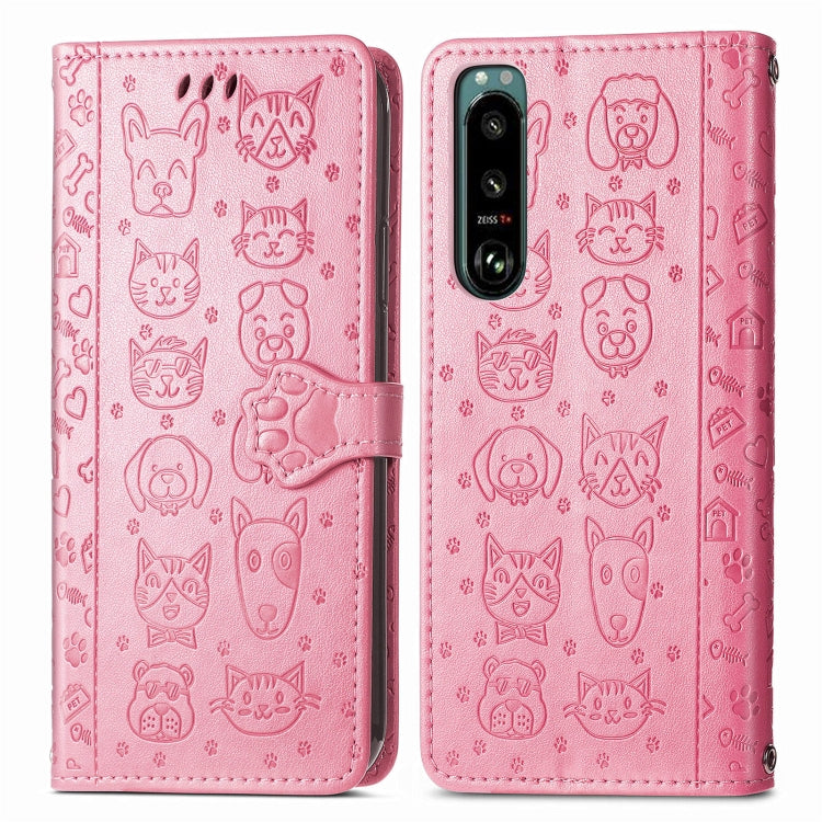 Cat and Dog Embossed Leather Phone Case, For Huawei Nova 10, For Nokia G400, For Sony Xperia 5 IV, For Xiaomi Redmi Note 11T, For Xiaomi 12T / Redmi K50 Ultra