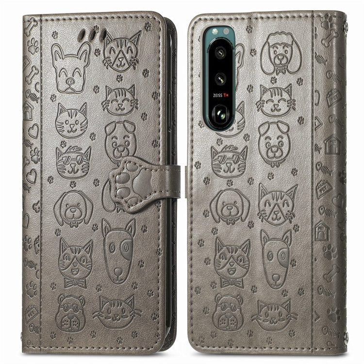 Cat and Dog Embossed Leather Phone Case, For Huawei Nova 10, For Nokia G400, For Sony Xperia 5 IV, For Xiaomi Redmi Note 11T, For Xiaomi 12T / Redmi K50 Ultra