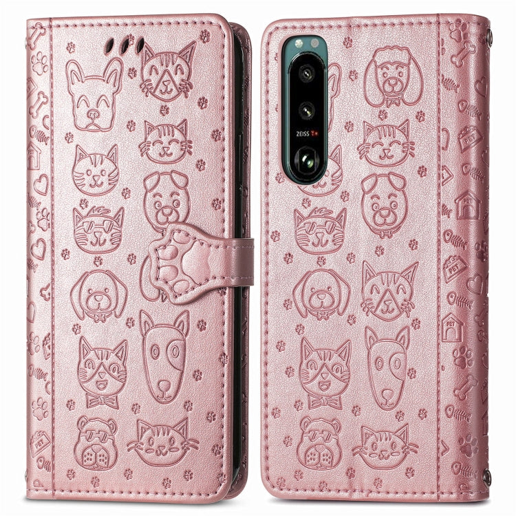 Cat and Dog Embossed Leather Phone Case, For Huawei Nova 10, For Nokia G400, For Sony Xperia 5 IV, For Xiaomi Redmi Note 11T, For Xiaomi 12T / Redmi K50 Ultra
