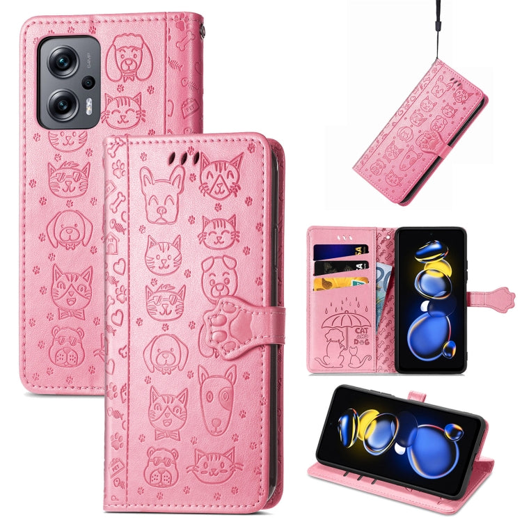 Cat and Dog Embossed Leather Phone Case, For Huawei Nova 10, For Sony Xperia 5 IV, For Xiaomi Redmi Note 11T, For Xiaomi 12T / Redmi K50 Ultra