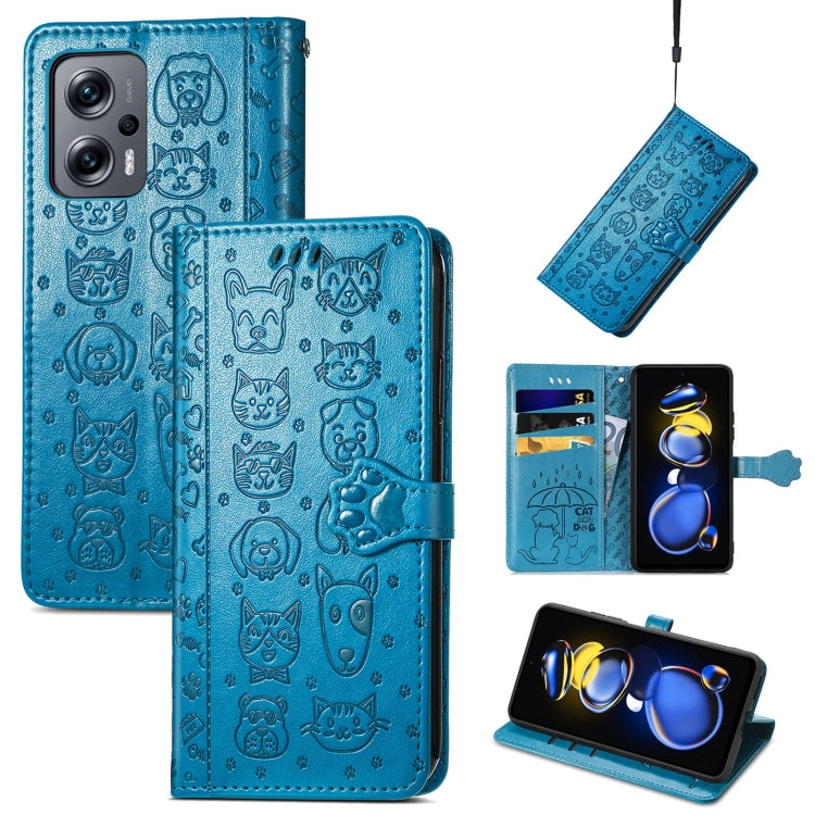 Cat and Dog Embossed Leather Phone Case, For Huawei Nova 10, For Sony Xperia 5 IV, For Xiaomi Redmi Note 11T, For Xiaomi 12T / Redmi K50 Ultra