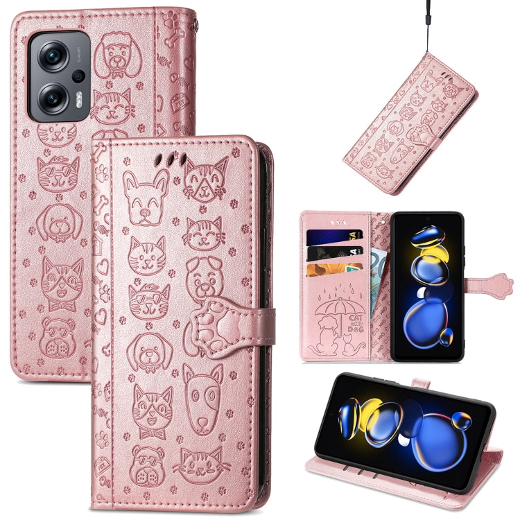 Cat and Dog Embossed Leather Phone Case, For Huawei Nova 10, For Sony Xperia 5 IV, For Xiaomi Redmi Note 11T, For Xiaomi 12T / Redmi K50 Ultra