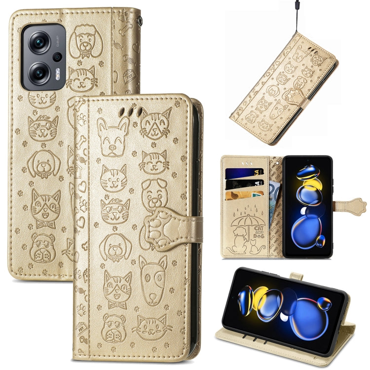 Cat and Dog Embossed Leather Phone Case, For Huawei Nova 10, For Sony Xperia 5 IV, For Xiaomi Redmi Note 11T, For Xiaomi 12T / Redmi K50 Ultra