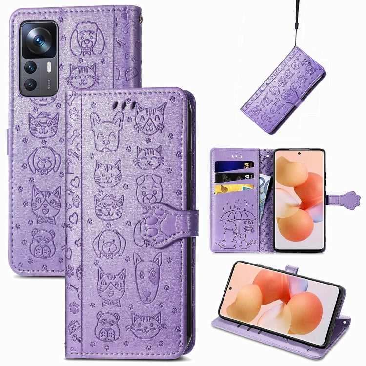 Cat and Dog Embossed Leather Phone Case, For Huawei Nova 10, For Sony Xperia 5 IV, For Xiaomi Redmi Note 11T, For Xiaomi 12T / Redmi K50 Ultra