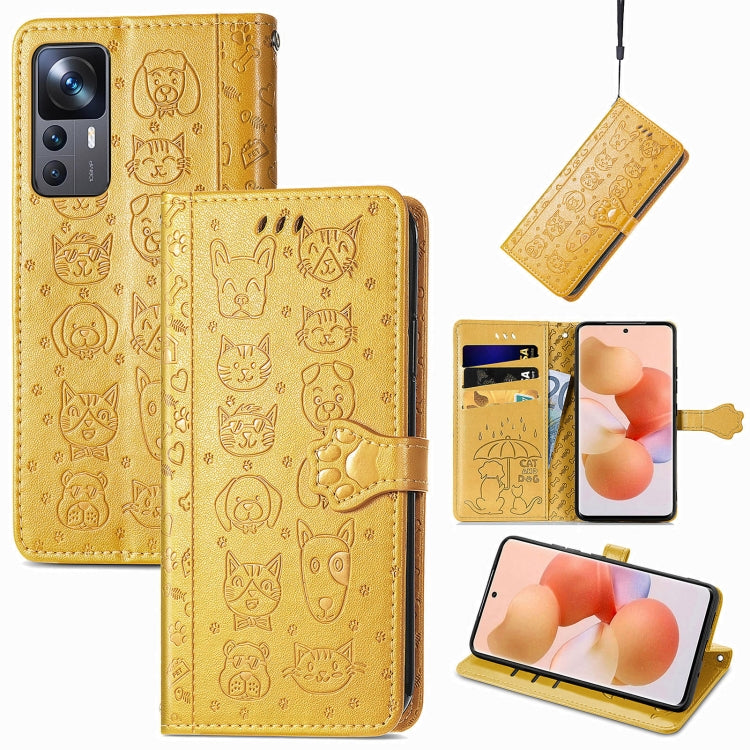 Cat and Dog Embossed Leather Phone Case, For Huawei Nova 10, For Nokia G400, For Sony Xperia 5 IV, For Xiaomi Redmi Note 11T, For Xiaomi 12T / Redmi K50 Ultra