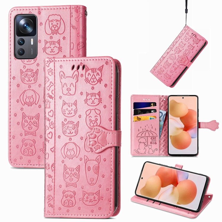 Cat and Dog Embossed Leather Phone Case, For Huawei Nova 10, For Nokia G400, For Sony Xperia 5 IV, For Xiaomi Redmi Note 11T, For Xiaomi 12T / Redmi K50 Ultra