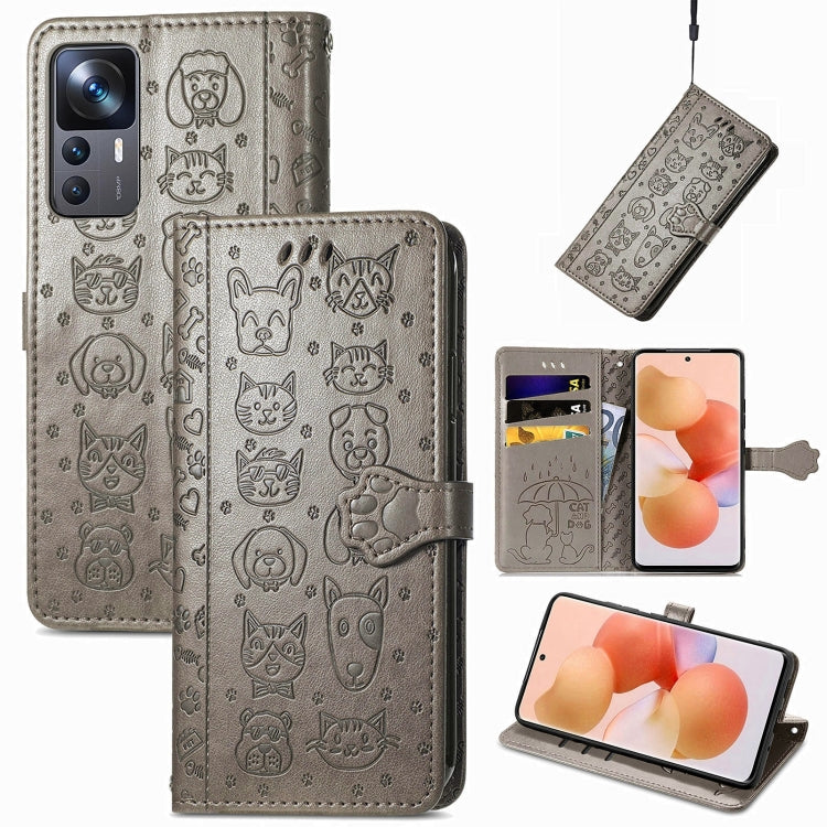 Cat and Dog Embossed Leather Phone Case, For Huawei Nova 10, For Nokia G400, For Sony Xperia 5 IV, For Xiaomi Redmi Note 11T, For Xiaomi 12T / Redmi K50 Ultra