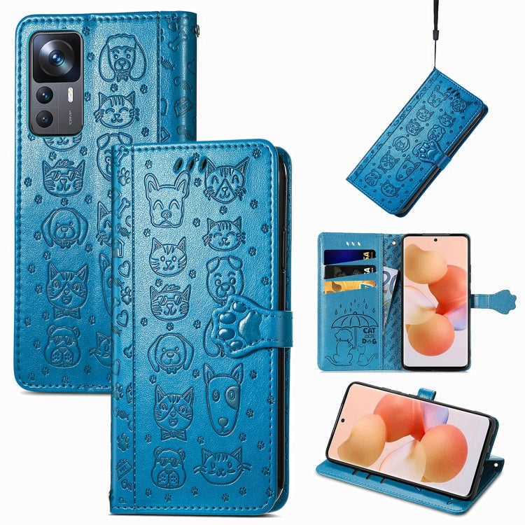 Cat and Dog Embossed Leather Phone Case, For Huawei Nova 10, For Nokia G400, For Sony Xperia 5 IV, For Xiaomi Redmi Note 11T, For Xiaomi 12T / Redmi K50 Ultra