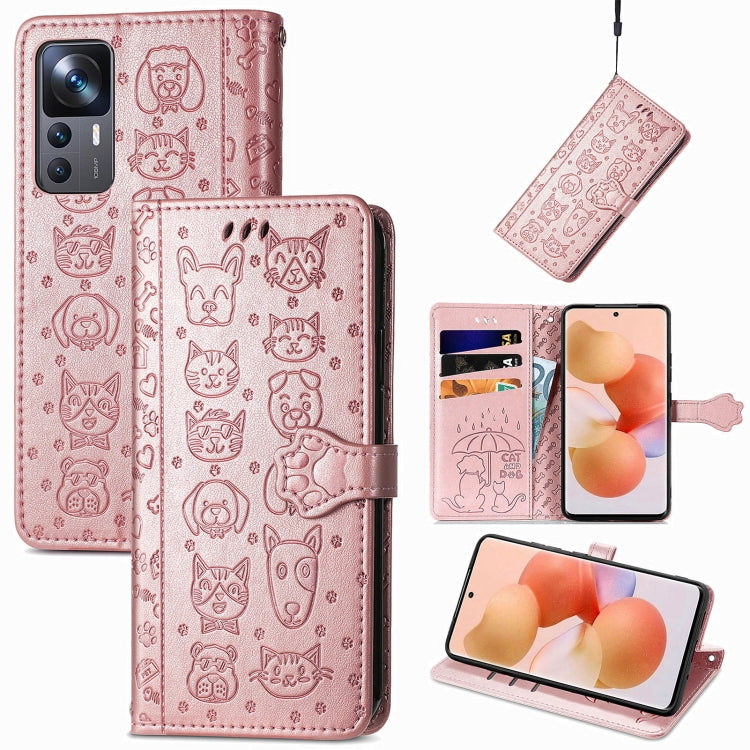 Cat and Dog Embossed Leather Phone Case, For Huawei Nova 10, For Nokia G400, For Sony Xperia 5 IV, For Xiaomi Redmi Note 11T, For Xiaomi 12T / Redmi K50 Ultra