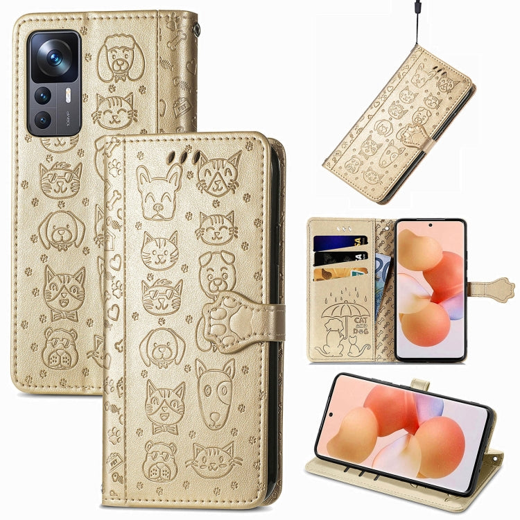 Cat and Dog Embossed Leather Phone Case, For Huawei Nova 10, For Nokia G400, For Sony Xperia 5 IV, For Xiaomi Redmi Note 11T, For Xiaomi 12T / Redmi K50 Ultra