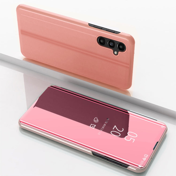 Plated Mirror Horizontal Flip Leather Case with Holder, For Samsung Galaxy A14 5G